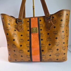 MCM Cognac Shopper Tote Bag